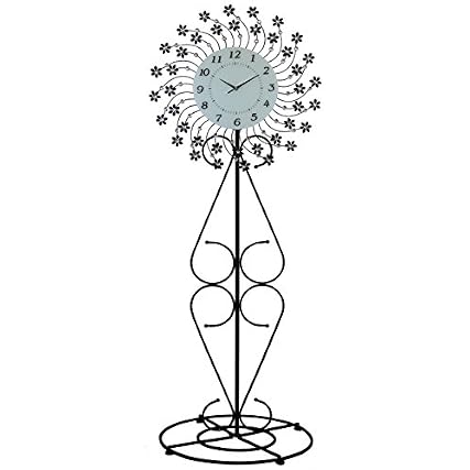 Large Floral and Metal Standing Floor Clock Large Floral and Metal Standing Floor Clock with Crystal Accents product image