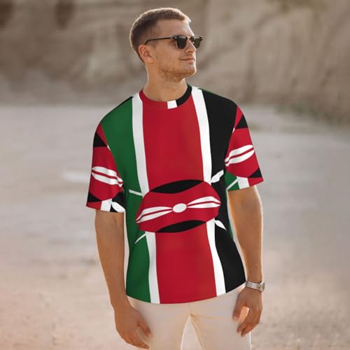 GaxfjRu Flag of Kenya - Camisetas de secado rápido para hombre, camisetas atléticas que absorben la humedad, camisas de gimnasio de manga corta para entrenamiento, Negro, XXL