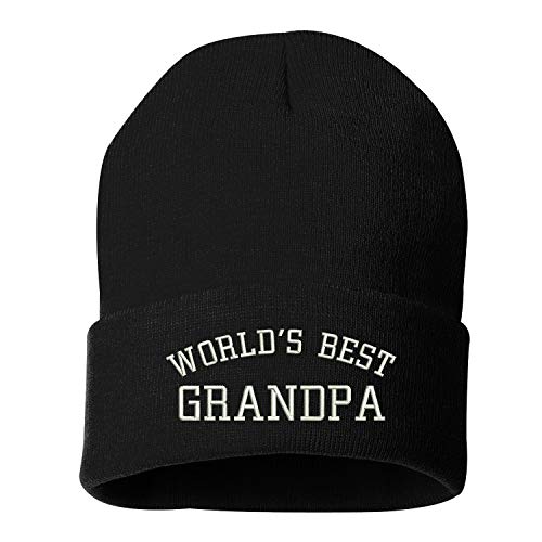 DSY Lifestyle Worlds Best Grandpa Beanie Cap - Grandfather Embroidered Beanies (Black)