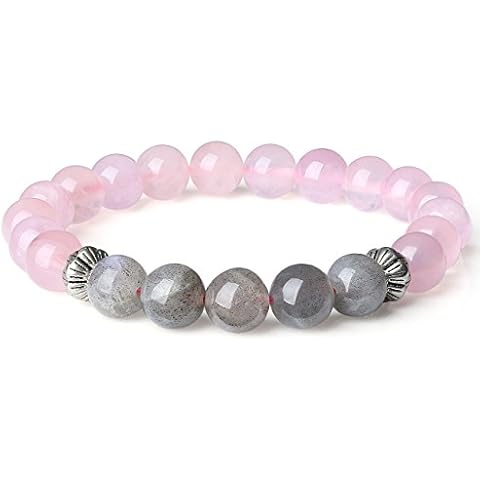 COAI Pulsera con Cuentas de Cuarzo Rosa y Labradorita Cover