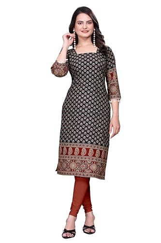 Image of Women's Pure Cotton Straight Fit Straight Cambric Jaipuri Printed Kurti