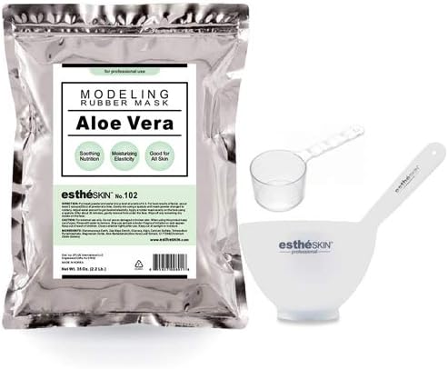 estheSKIN Peel Off Type Modeling Mask Powder for Facial, Skin Care, Professional Size, 35oz (2.2Pound) 1kg, 1 pack with 3pcs Mixing Bowl Set (102.Aloe Vera)