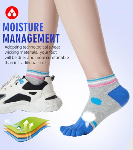 Image of Women Toe Socks 5 Finger Cotton Wicking Athletic 6 Pack 3 Pack