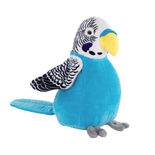 Idena 40359-Periquito parlanchín en Azul, Aprox, Peluche Repite Todo con una Voz Graciosa y Mueve Las alas, Funciona con Pilas, Color Red, 18 cm Berlin 40359