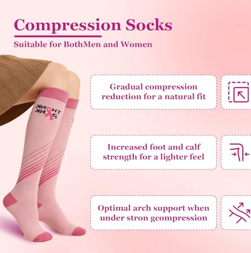 FDJZXW 4 Paar Kompressionsstrümpfe Damen, Stützstrümpfe Compression Socks for Women, Stützkniestrümpfe Compression Socks, Reitsocken für Laufen, Reisen, Flug, Radsport