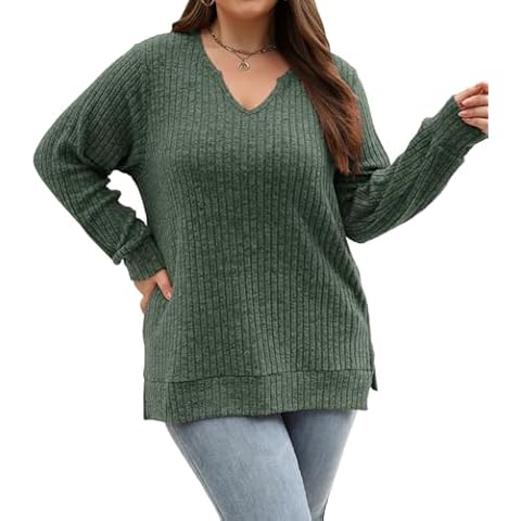 Gloria&Sarah Womens Fall Fashion 2024 Oversized Sweaters Long Sleeve Tops Dressy Casual Trendy Blouses Green XXL Cover