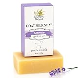 Southern Natural Goat Milk Soap Bar (Lavender 1 Pack) For Dry Sensitive Skin. Natural, Handmade Soap For Men, Women, Kids & Baby. Use On Face & Body