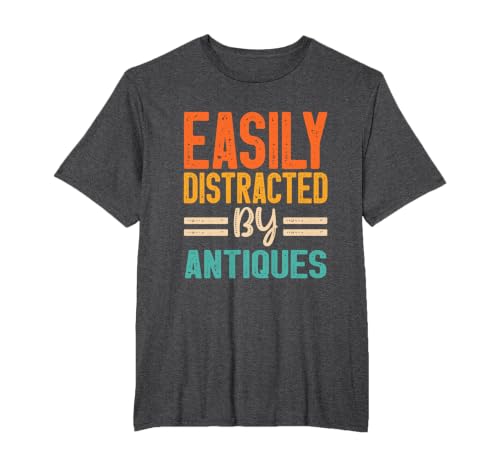 Easily Distracted By Antiques T-Shirt, Men's Big and Tall, Dark Heather Grey, 4X Tall