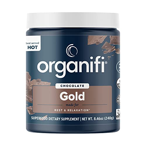 Organifi - Gold Chocolate - Superfood Supplement Powder - 20 Day Supply - Supports Restful Sleep, Immune Health and Recovery - Cocoa, Organic Turmeric and Reishi Mushroom Infused Golden Milk Drink Mix