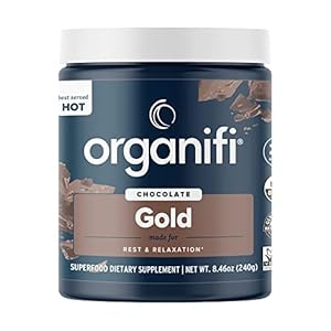 Organifi – Gold Chocolate – Superfood Supplement Powder – 20 Day Supply – Supports Restful Sleep, Immune Health and Recovery – Cocoa, Organic Turmeric and Reishi Mushroom Infused Golden Milk Drink Mix