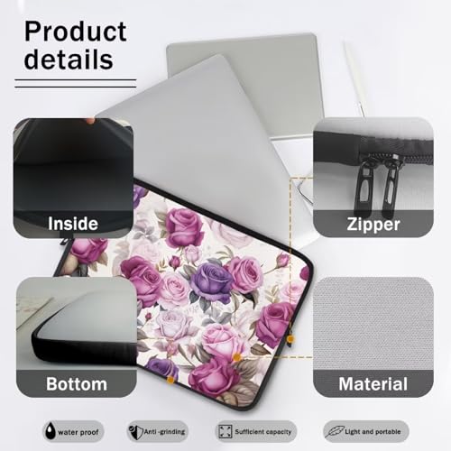 Funda neopreno para portátil 10 pulgadas rosa floral miniatura 6