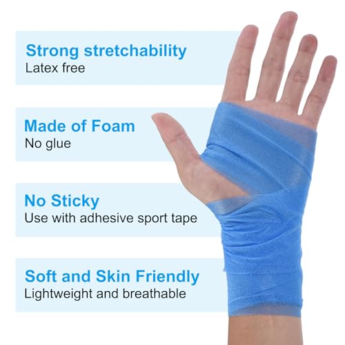 PATIKIL Schaumstoff Vorverpacktes Sportband 2.75 x 30 Yards 4 Rollen Nicht Klebend Prewrap Stirnbänder für Haare Fußball Sport Handgelenke Ellbogen Knie Knöchel Dunkel Grün