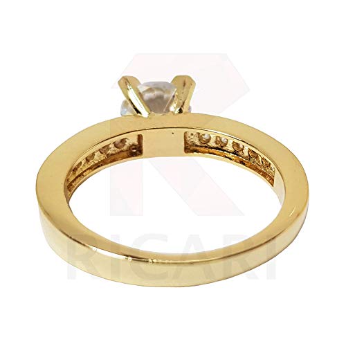 Anel Solitário Feminino Banhado Ouro 18k Zirconia Luxo Noivado Princesa Lindo - Ricari Tamanho: 16