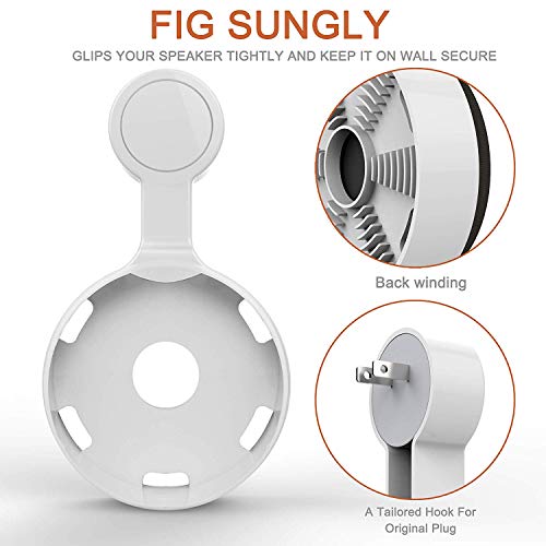 Outlet Wall Mount Holder Stand Hanger Fit for Google Home Mini Voice Assistant,A Space Saving with Cord Management for Smart Speakers,Hide Messy Wires,Place on Kitchen, Bedroom (Set of 2 White)