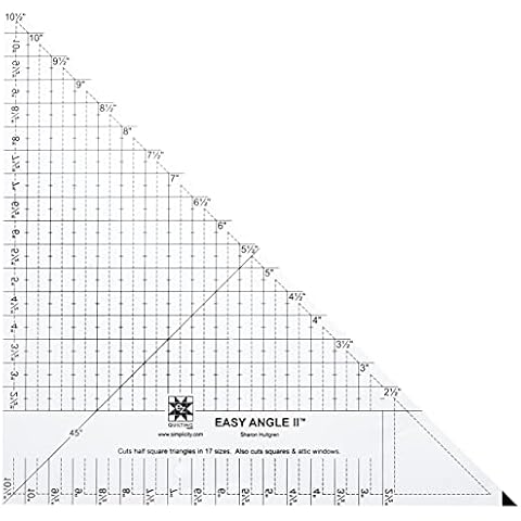 EZ Quilting, 10.5" Simplicity Triangle Ruler and Quilting Template, 10 Inches, Clear, Black Cover