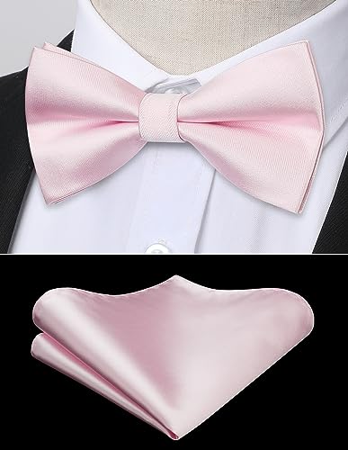 Image of HISDERN Bow Tie and Suspenders for Men Elastic X-Back Suspender and Bowtie Set Adjustable Braces for Wedding Tuxedo