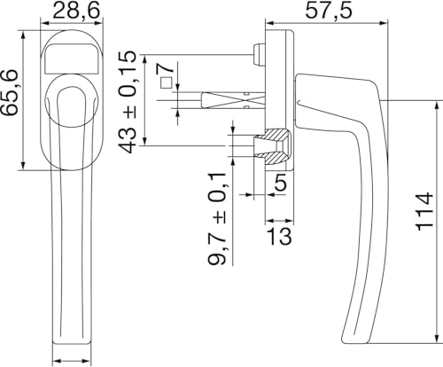 Roto Fenstergriff Line verkehrsweiß mit Schrauben Vierkantstift 7 x 35 mm