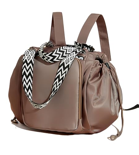 Fashowlife Sacola multifuncional grande capacidade – Mochila leve de nylon versátil com 15 bolsos para viagens de carro, Caqui, One Size