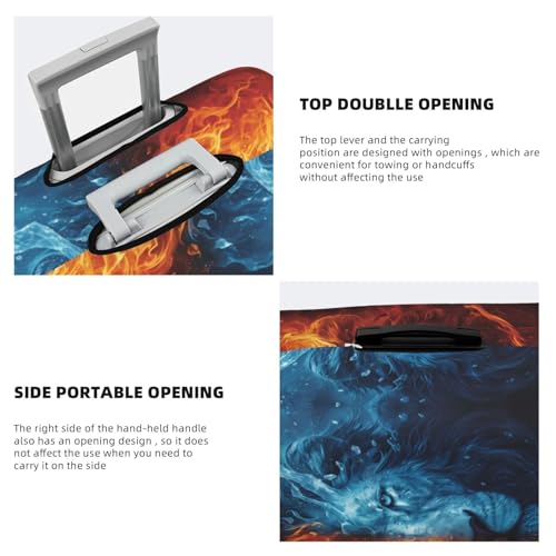 Red and Blue Fire Lion Travel Luggage Covers - Elasticity Suitcase Covers Protector for Luggage 18-32 Inch4