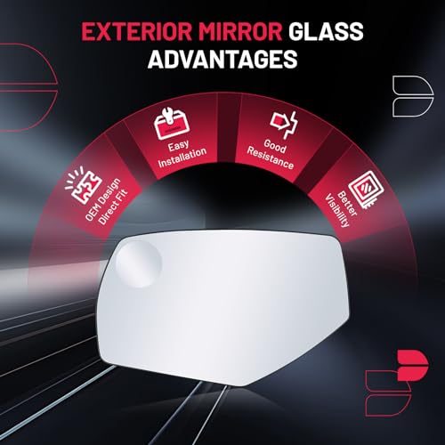BDFHYK Mirror Glass Compatible with Chevy Silverado, Compatible with GMC Sierra 1500 2500HD 3500HD Side View Exterior Mirror with Backing Plate, GM1324145 22919747, Heated (Left Side)