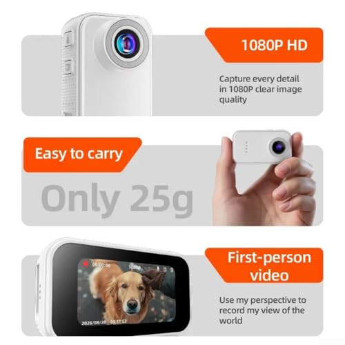Caméra d'action portable 1080p HD blanche pour sport et vlog