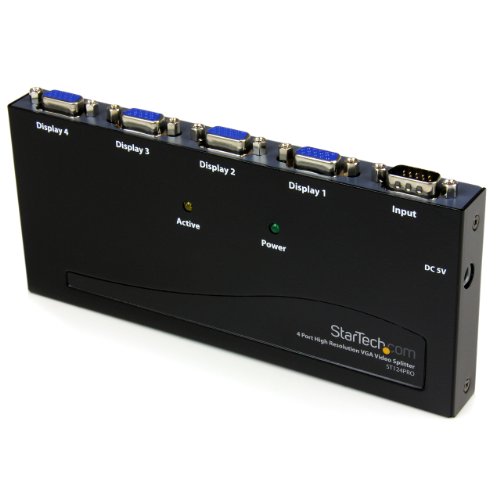 StarTech.com 4-Port VGA Video Splitter - 300 MHz- VGA Splitter - 4 port - 2048x1536 , TAA @ 80Hz (ST124PRO)