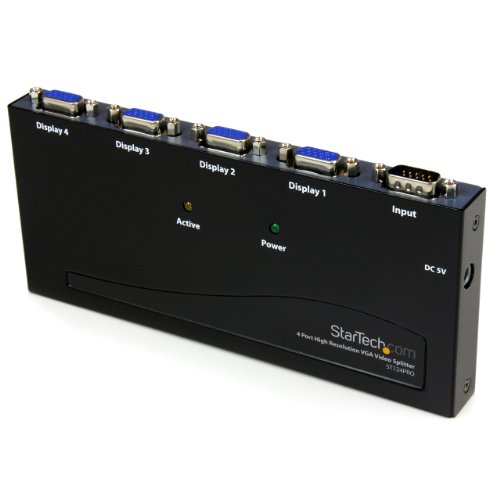 StarTech.com 4-Port VGA Video Splitter - 300 MHz- VGA Splitter - 4 port - 2048x1536 @ 80Hz (ST124PRO) Black