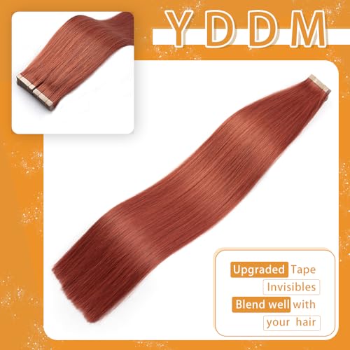 Image of Human Hair Tape in Extensions,20 Inch 40pcs Copper Straight Tape in Hair Extensions(350#, 20 Inch, 40pcs)