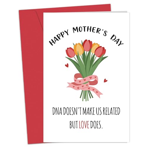 Mothers Day Card for Mother-in-law, Unique Mothers Day Cards Gifts for Stepmom with Envelope - DNA Doesn't Make Us Related, But Love Does