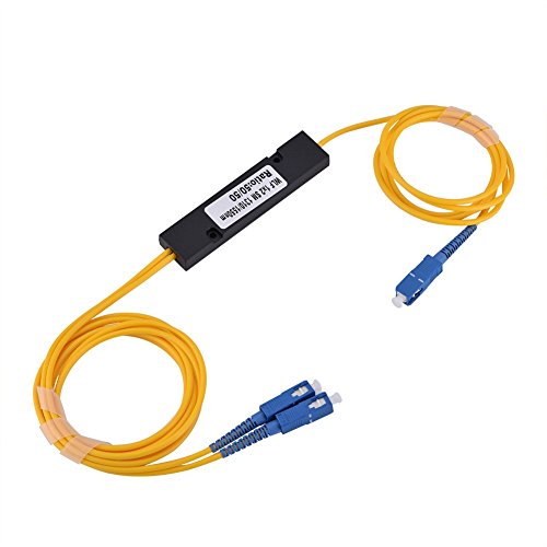 Asixx Optical Splitter, Fiber Optic Cable Splitter, Optic Fiber Splitter 1 to 2 Singlemode SC Optical Fiber Splitter Cable SC-SC Connector