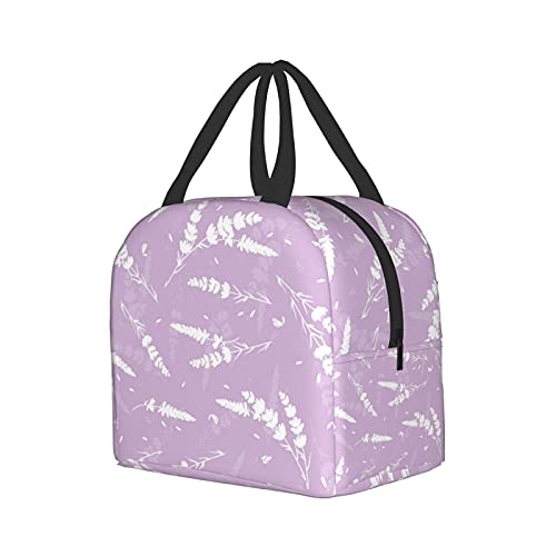 Carati Cute Lavender Flowers Light Purple Lunch Box Reusable Lunch Bag Cooler Tote Travel Picnic Insulated Durable Shopping #TOP1