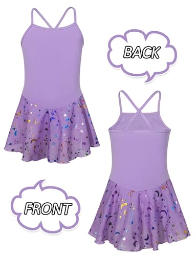 SEAUR Collant de balé para meninas, vestido de dança, manga com babados, saia brilhante, tutu brilha