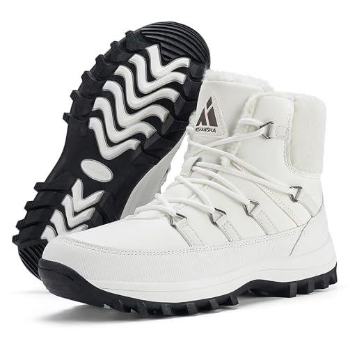 Mishansha Bottes Femme Chaussures Hiver Neige Chaudes Fourrure Bottine, Blanc 39
