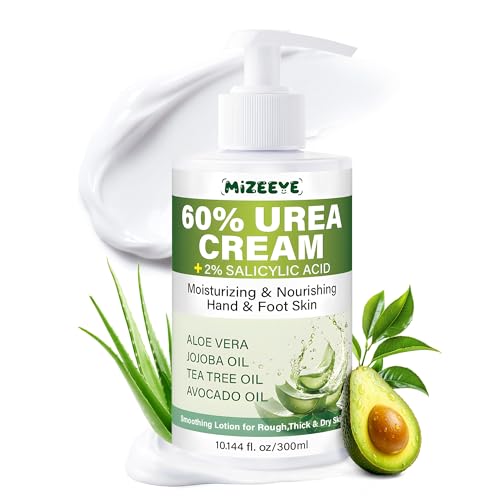 60% Urea Cream with 2% Salicylic Acid for Foot & Body Repair, Fast-Absorbing Non-Greasy Lotion for Dry, Rough & Cracked Skin, Urea Lotion for Callus, Heels, Hands, Elbows & Knees, 300ml.