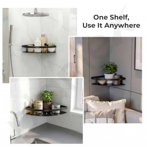 Image of Plantex Corner Shelf for Bathroom Wall Mount /304 Grade Stainless Steel Bathroom Corner Shelf /Bathroom Accessories Holder for Wall (9x9 inches, Black)