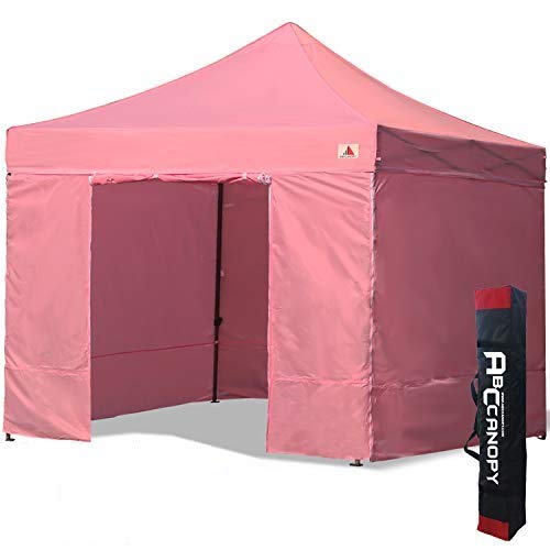 ABCCANOPY Cenador plegable de 3 x 3 cm, para tiendas de campaña comerciales, con 4 paredes laterales extraíbles y bolsa de transporte. (3 x 3 cm), color rosa