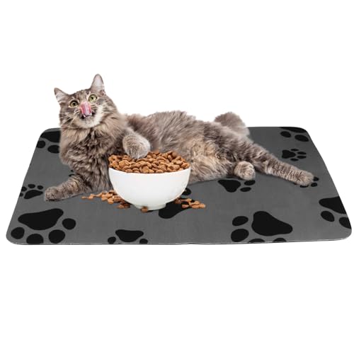 50 x 30 cm Tapis pour Gamelle Chien et Chat, Tapis de Nourriture pour Chien Antidérapant, Tapi d'alimentation pour Animaux de Compagnie, Tapi pour Gamelle...