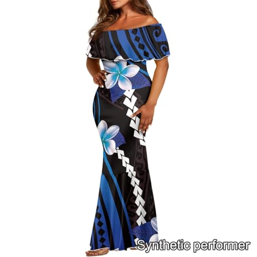 Image of Polynesian Dresses for Women Off Shoulder Maxi Dress Puletasi Samoan Dresses S-7XL