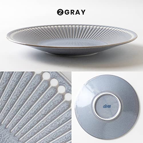 Plato liviano gris de porcelana Mino ware juego de 2 miniatura 7