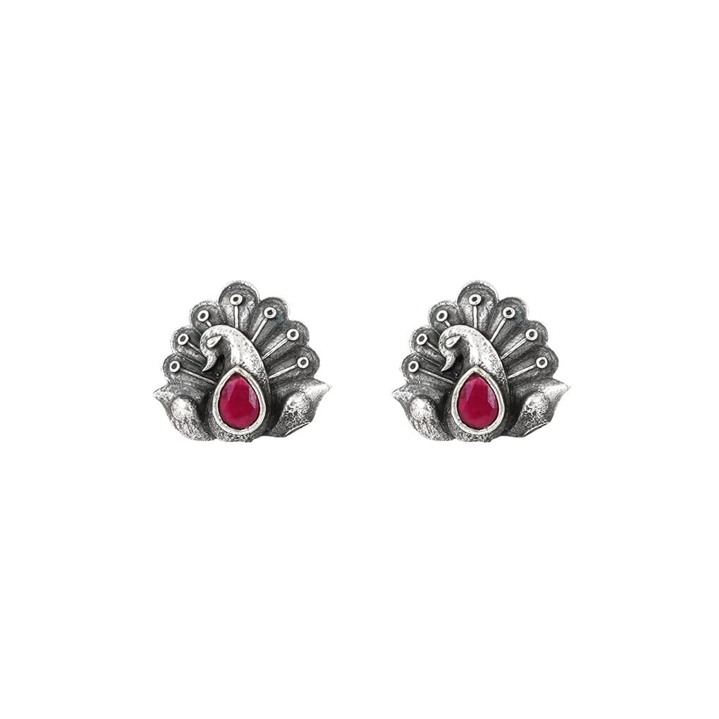 teejh Indira Peacock Silver Oxidised Toe Rings-picture-23