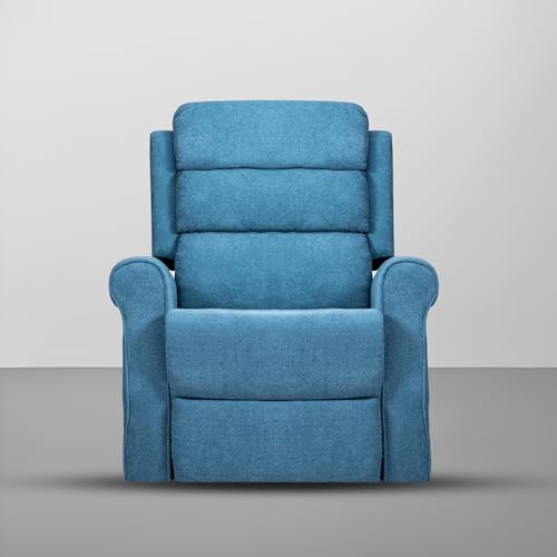 Image of Comfy Fabric 1 Seater Recliner Sofa, Premium Upholstery with Soft Padding & Comfortable Cushions, Manual Recliner Chair for Home & Living Room | Turquise