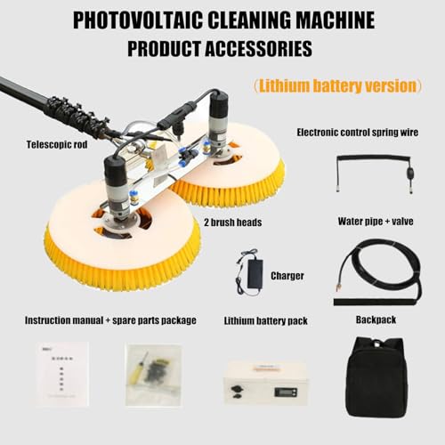 Genérico Máquina de Limpieza de Paneles solares de Doble Cabezal: Kit de cepillos Ligero para un fácil Mantenimiento de Paneles fotovoltaicos, Ideal para propietarios y Profesionales, Mejora la efici
