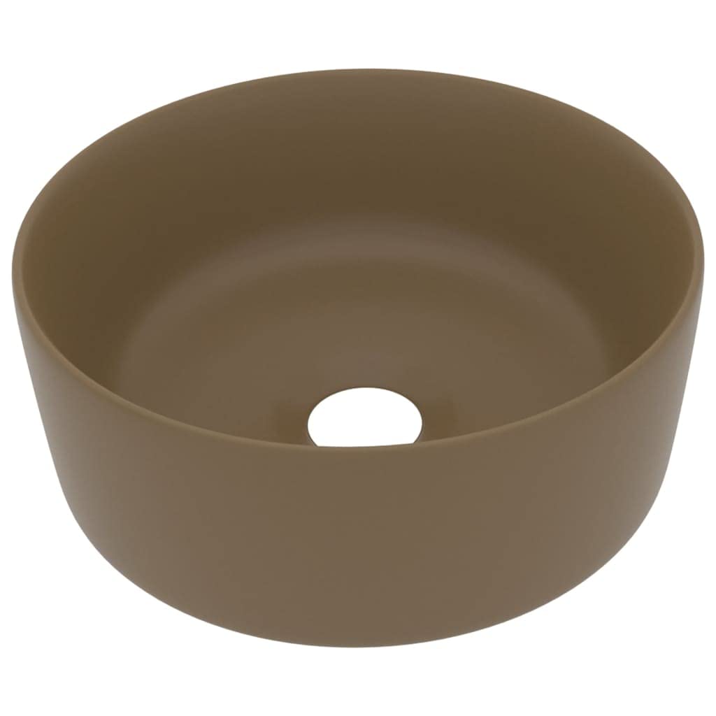 Red Cup Living vidaXL Luxury - Lavabo redondo (cerámica, 40 x 15 cm), color crema