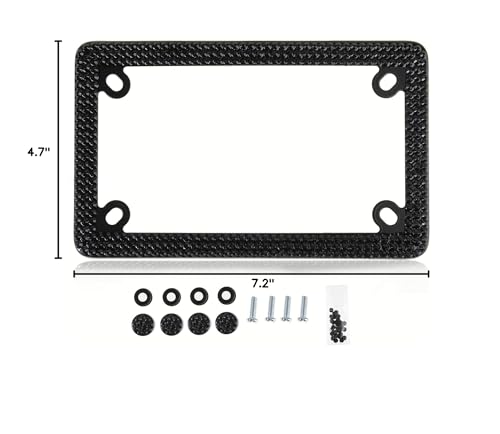 Image of Fashion Motorcycle Black Bling License Plate Frames,Crystal Motorcycle License Plate Holder,Motorbike Rhinestone License Plate Covers