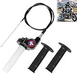 Motorrad Schnellgasgriff, 22mm Aluminium Gaszuggriff mit 1.2m Kabel, Quick Turn Twist Gasgriff Kabel Kit, Kurzhubgasgriff Gaszug Lenkergriffe für 50cc-150cc 200cc 250cc Motocross ATV Pitbike Dirtbike