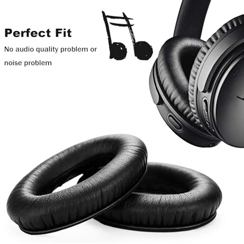 Repuesto Almohadillas para Bose QuietComfort 35 ii/QC35/QC25/QC2/QC15/Ae2/Ae2i/Ae2w, Espuma Aislante de Sonido Engrosada, Almohadillas de Cuero Suave para Bose (Negro) miniatura 5