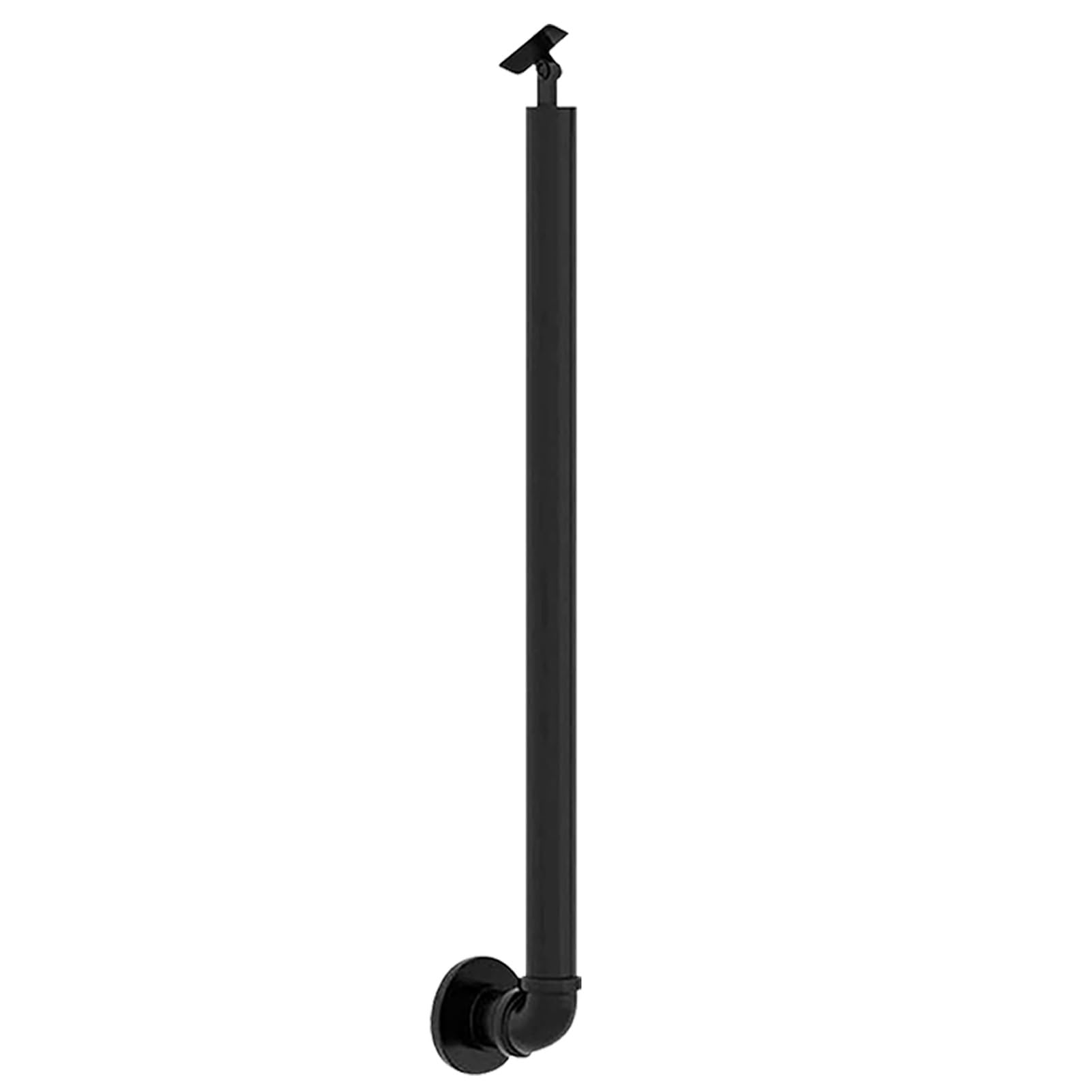 GLDYTVF Outdoor Stair Handrail Metal Wrought Iron Railing Post Safety Grab Rail with Installation Kit, Exterior Hand Railing Kit for Cement Concrete Wooden Steps, Black(Height 95cm,Single