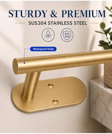 2Pcs Gold Toilet Paper Holder Wall Mount for Bathroom, Heavy-Duty Screw-in Rv Toilet Roll Holder, SUS304 Rustproof Stainless Steel Rust Proof, Suitable for Kitchen Washroom Thicken Morden Matte Black — view 4