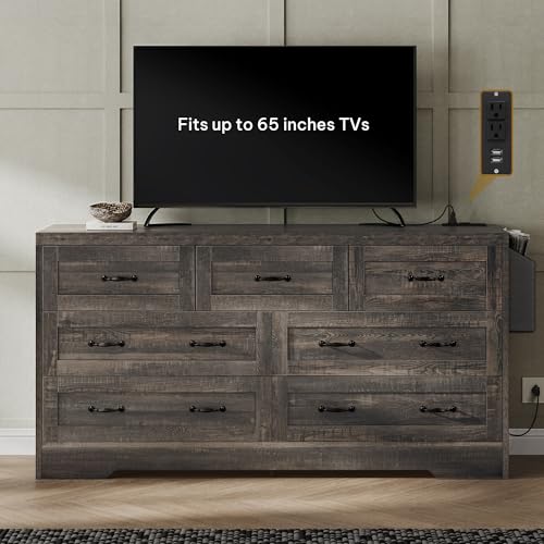 YITAHOME 8 Drawer Dresser with LED Light,White Dresser, Modern 8 Chest of Drawers with Deep Drawers Glass Top High Gloss Surface, Storage Organizer Cabinet for Living Room White-3