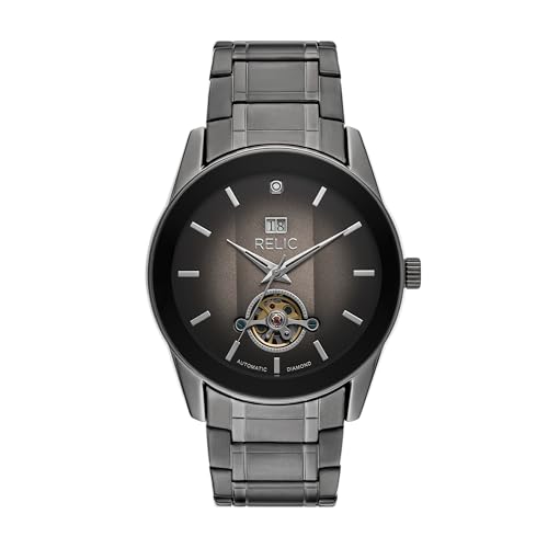 ✅ 10 Best Budget Automatic Watches 9 Relic by Fossil Men's Rylan Automatic Gunmetal-Tone Stainless Steel Watch (Model: ZR77338)